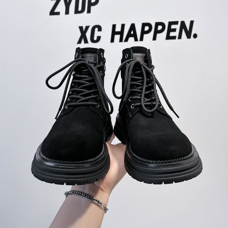 Fashion Explosions Leather Men'S High-Top British Big Head Fashion Joker Locomotive Tooling Rhubarb Boots 81589-A - Image 5